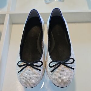 Rothy's White and Black Bow Flats